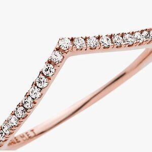 Pandora Sparkling Wishbone Ring + Earring Set - Never Worn